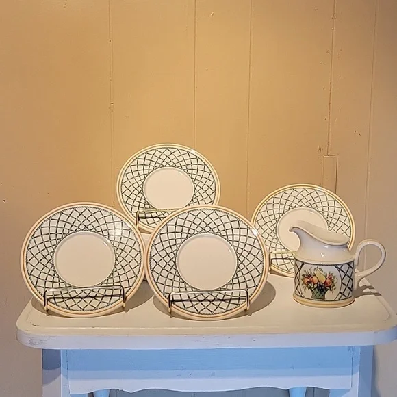 Villeroy Boch Basket Creamer and Saucers